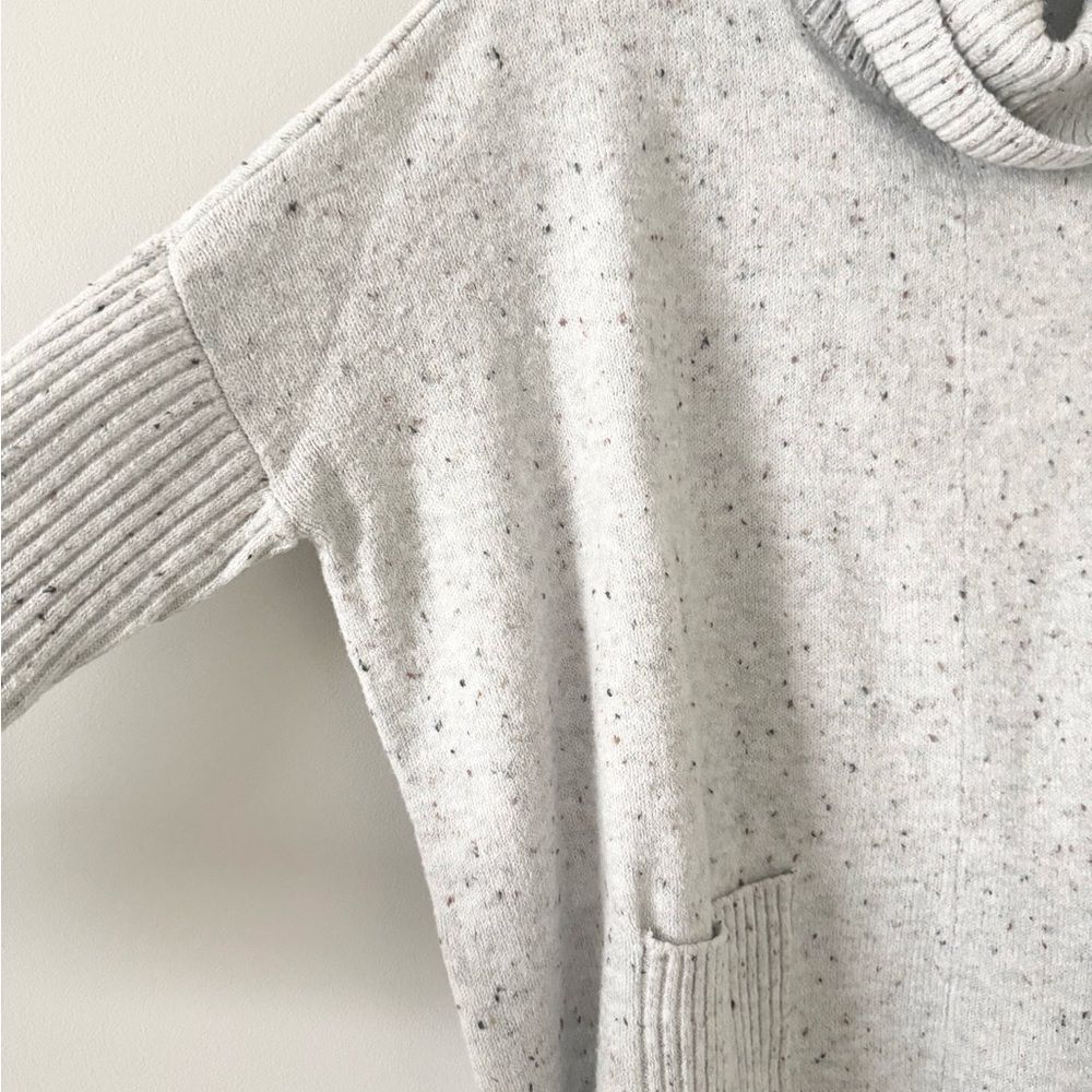 Loft Drop Shoulder Poncho Turtleneck Sweater in Gray with Multi Specks Size XXSP - Picture 2 of 5